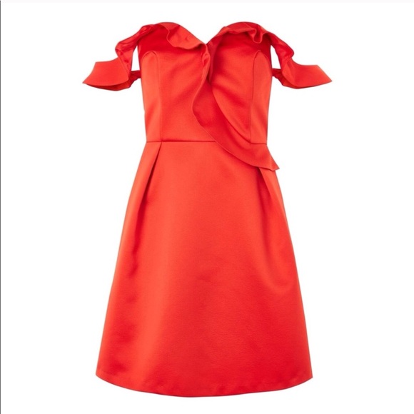 [ new ] Topshop Ruffle Bardot Mini Dress - Picture 5 of 8